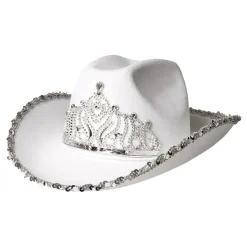 Cowboyhatt Hvit med Tiara
