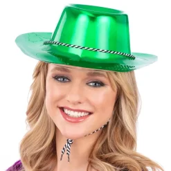Cowboyhatt i plast grønn Metallic