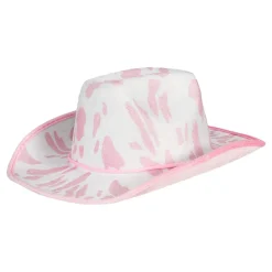 Cowboyhatt med Kumønster Rosa/Hvit