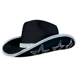 Cowboyhatt med strass-stjerner svart