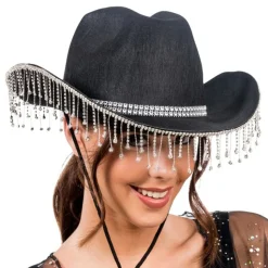 Cowboyhatt med Strass Svart