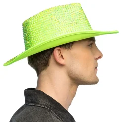 Cowboyhatt med Strass UV Neongrønn