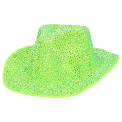 Cowboyhatt med Strass UV Neongrønn