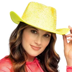 Cowboyhatt med Strass UV Neongul