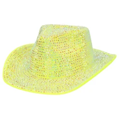 Cowboyhatt med Strass UV Neongul