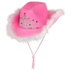 Cowboyhatt rosa med fluff