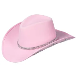 Cowboyhatt rosa med glitterstjerner