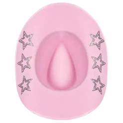 Cowboyhatt rosa med glitterstjerner