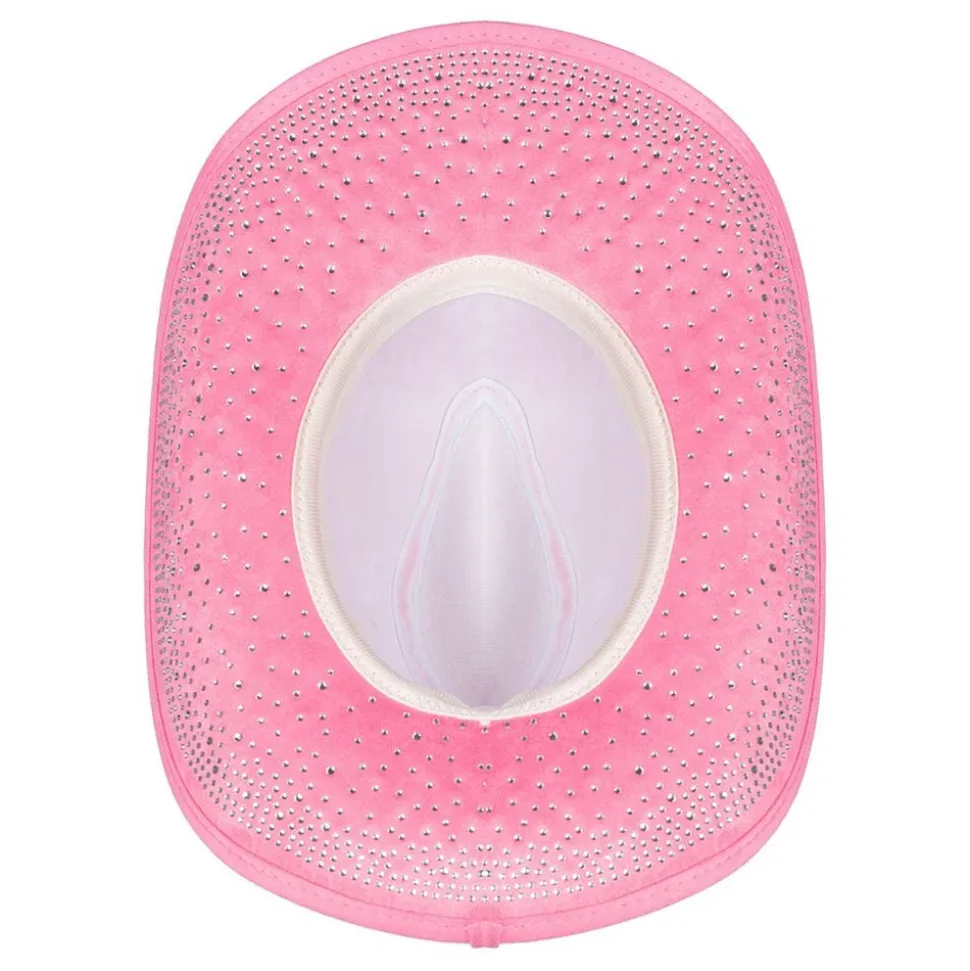 Cowboyhatt rosa med steiner
