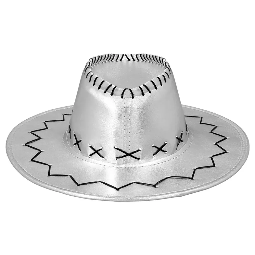 Cowboyhatt Sølv med Sømmer