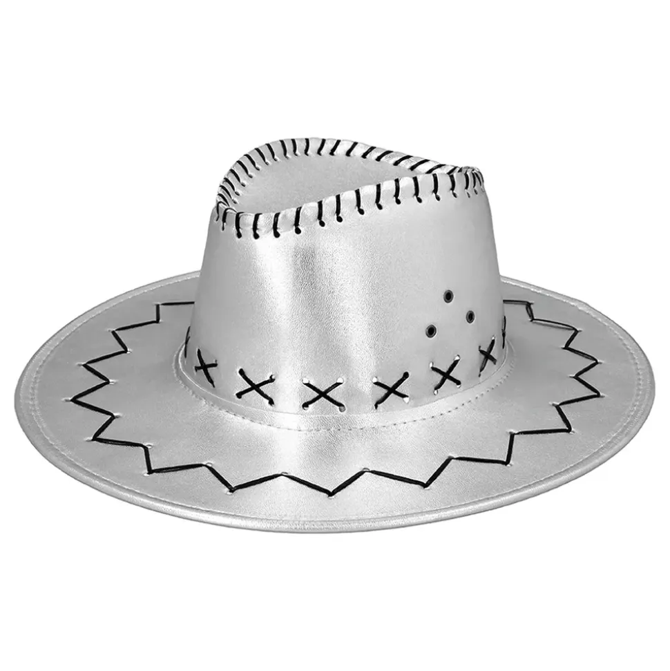 Cowboyhatt Sølv med Sømmer