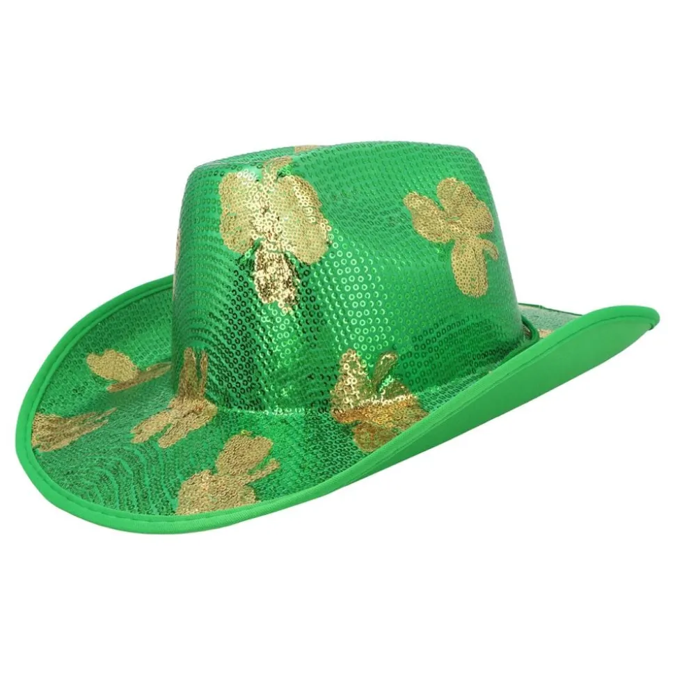 Cowboyhatt St Patricks Day Paljetter