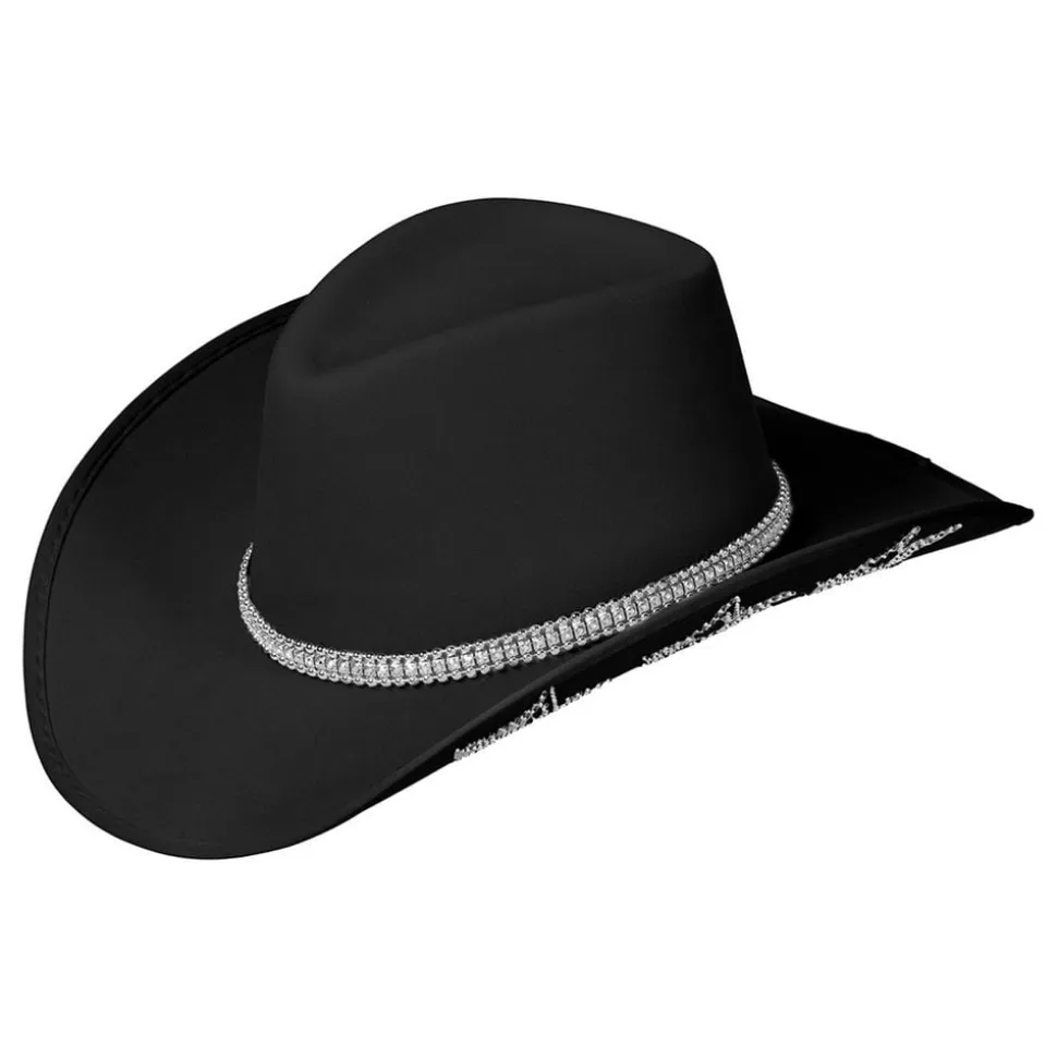Cowboyhatt Svart med Glitterstjerner