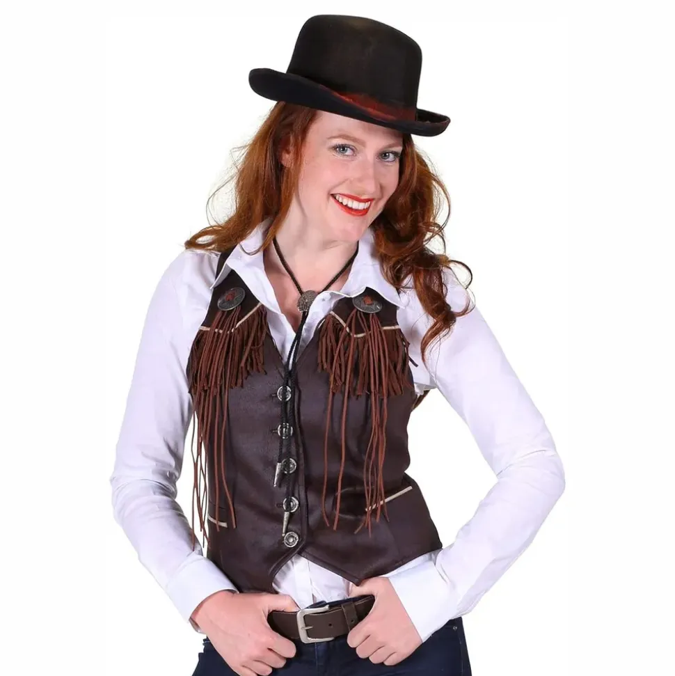 Cowboy Vest Dame Brun Deluxe
