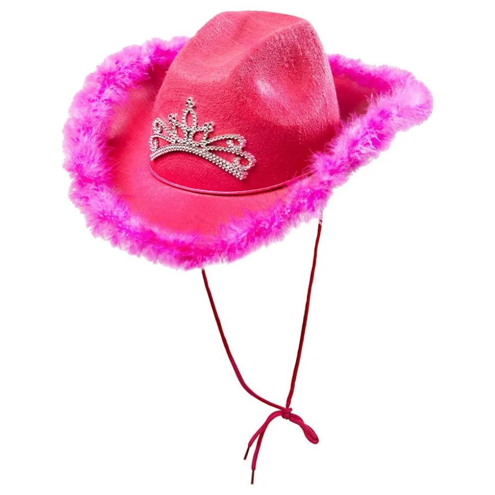 Cowgirl Hatt med Rosa Fluff