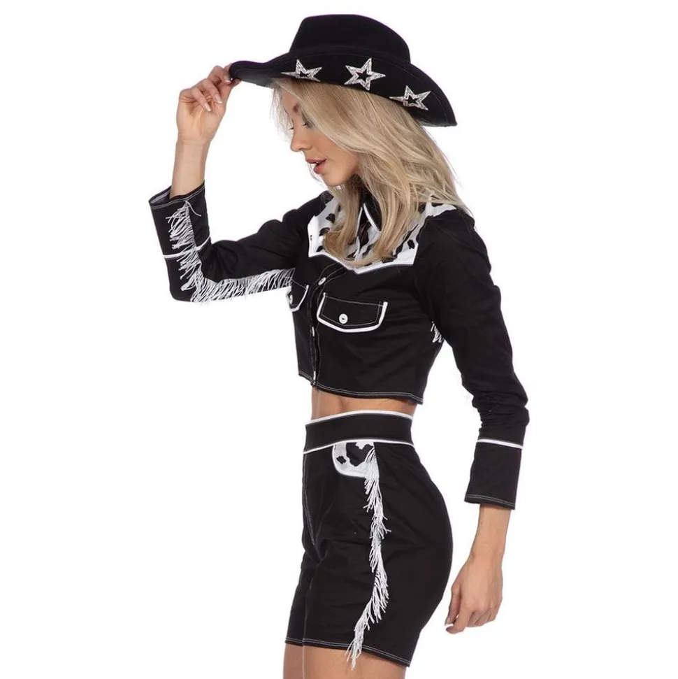 Cowgirl med Shorts Svart Kostyme