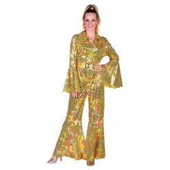 Disco Jumpsuit Gul/Fargeskimrende Kostyme