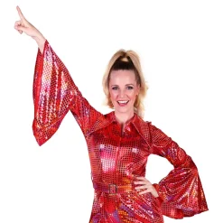 Disco Jumpsuit Rød Fargeskimrende Kostyme