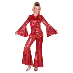 Disco Jumpsuit Rød Fargeskimrende Kostyme