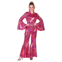 Disco Jumpsuit Rosa Fargeskimrende Kostyme