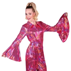 Disco Jumpsuit Rosa Fargeskimrende Kostyme