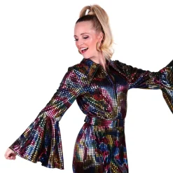 Disco Jumpsuit Svart Fargeskimrende Kostyme