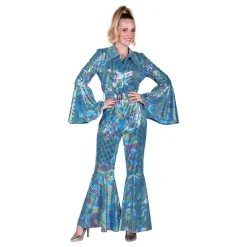 Disco Jumpsuit Turkis Fargeskimrende Kostyme