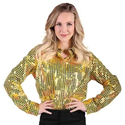 Disco Skjorte Dame Gul Fargeskimrende