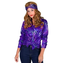 Disco Skjorte Dame Lilla Fargeskimrende