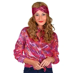 Disco Skjorte Dame Rosa Fargeskimrende