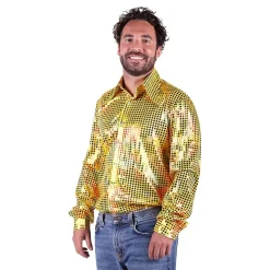 Disco Skjorte Herre Gul Fargeskimrende