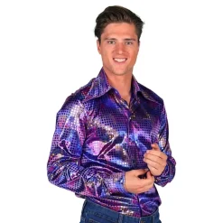 Disco Skjorte Herre Lilla Fargeskimrende