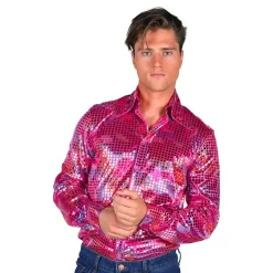 Disco Skjorte Herre Rosa Fargeskimrende