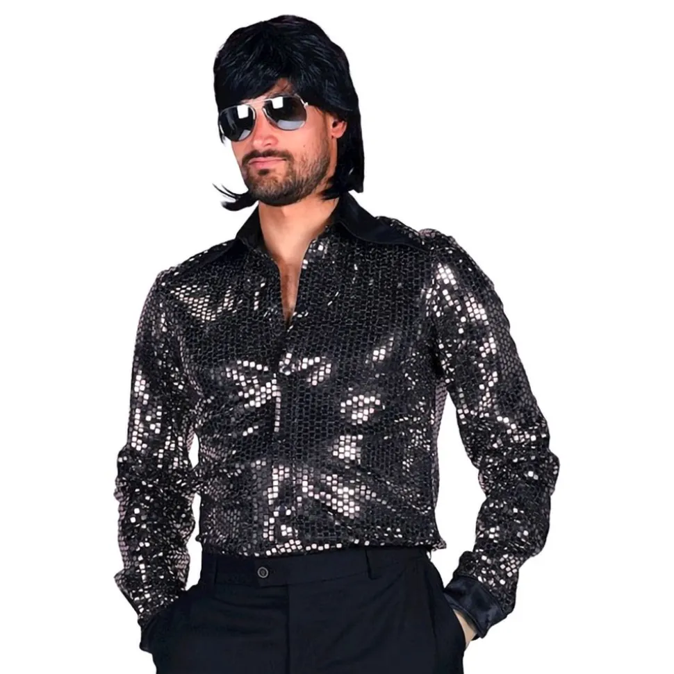 Disco Skjorte Herre Svart/Sølv Deluxe