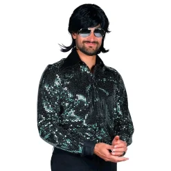 Disco Skjorte Herre Svart Turkis Deluxe