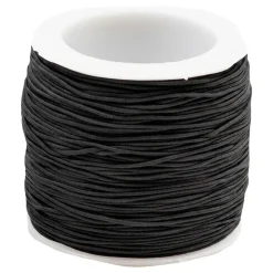 Elastisk snor på rull Svart