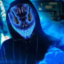 El Wire Djevel Blå LED Maske