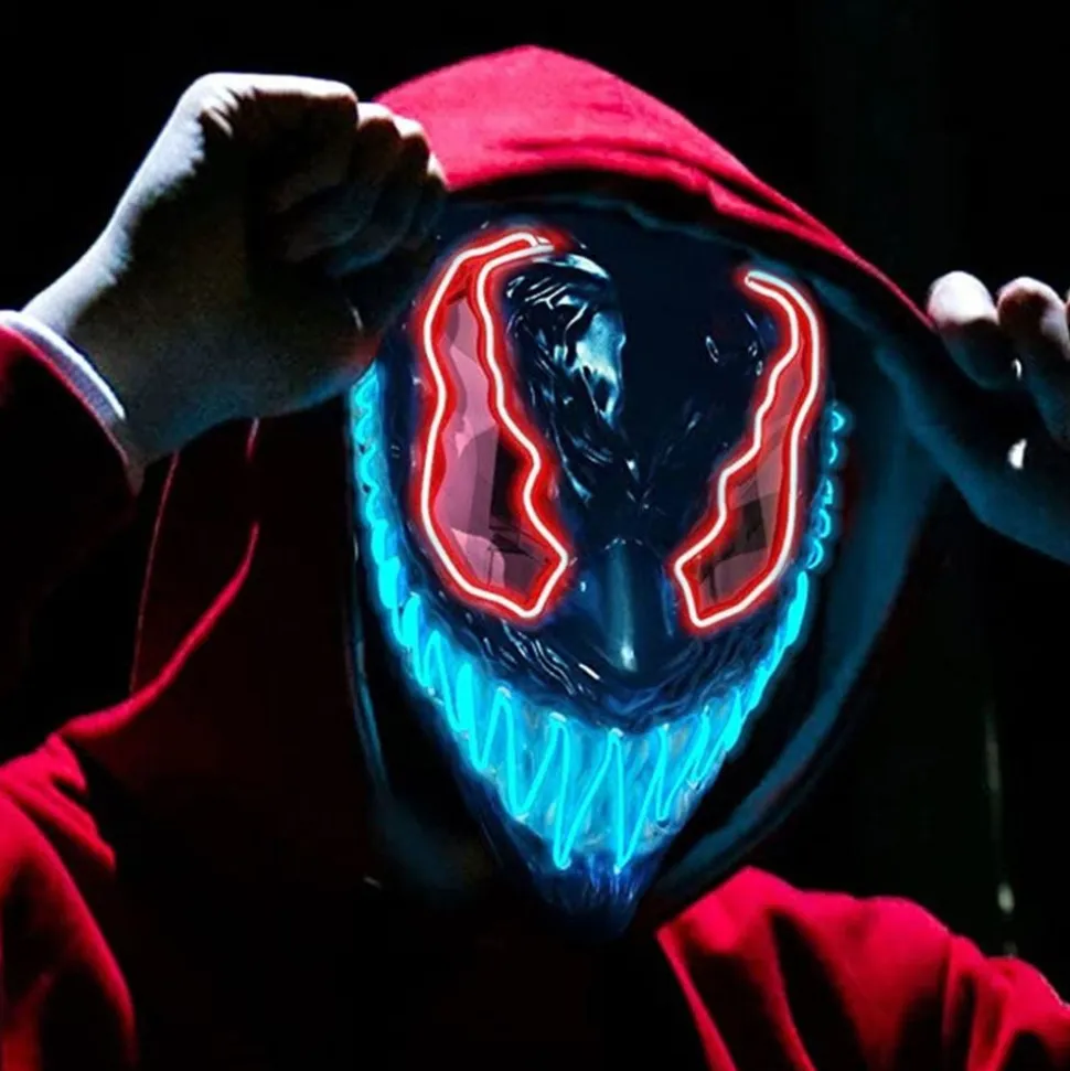 El Wire Djevel Rød/Blå LED Maske