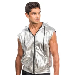 Ermeløs Hettegenser Silver Metallic