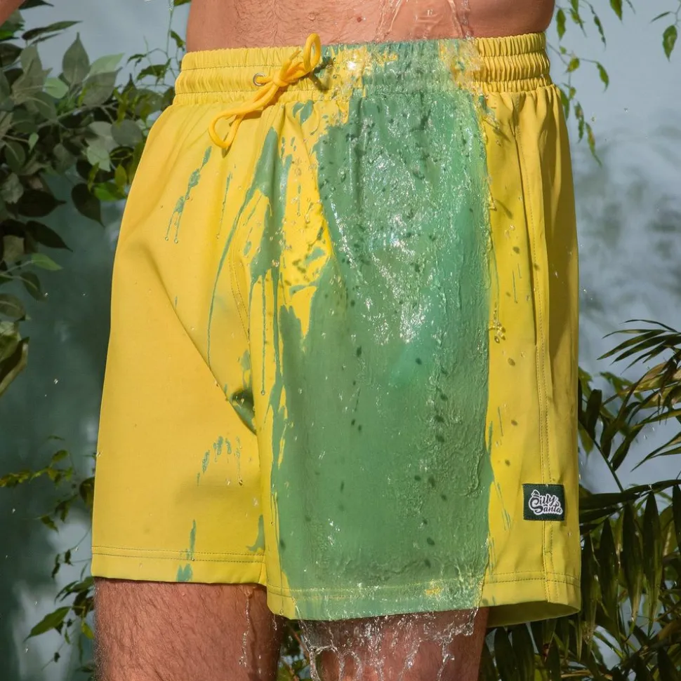 Fargeskiftende Badeshorts Grønn/Gul