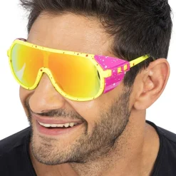 Festivalbriller Retro Rave Gul/Rosa