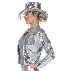 Festivaljakke Croco Silver Metallic
