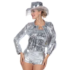 Festivaljakke Croco Silver Metallic