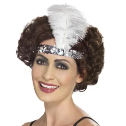 Flapper Pannebånd med Hvit Fjær
