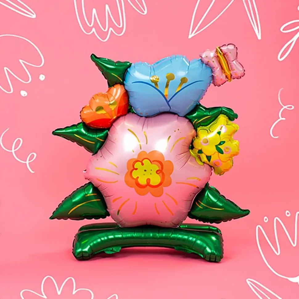 Folieballong Blomster med Base