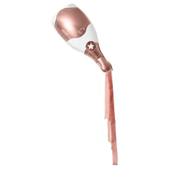 Folieballong Champagneflaske Roségull med Streamers