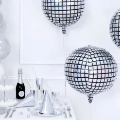 Folieballong Discokule Sølv Holografisk