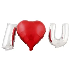 Folieballonger I Love U Rød/Sølv