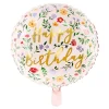 Folieballong Happy Birthday Blomster