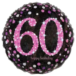 Folieballong 60 Happy Birthday Rosa Sparkling